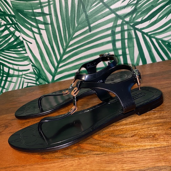 Coach Piccadilly Black Rubber Jelly Sandals Women’s 5 B - Picture 3 of 10